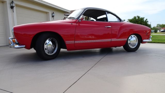 1968 vw karmann ghia coupe, red/black w/highly custom gray interior low reserve!