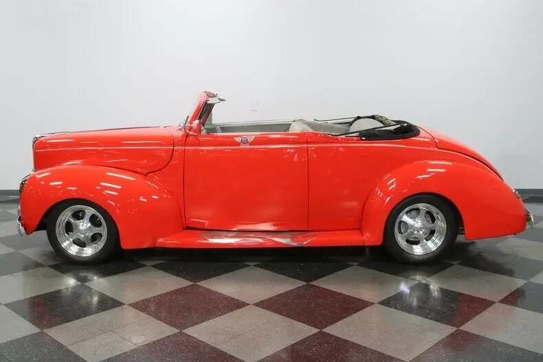 classic vintage chrome street hot rod black cloth top vdo flowmaster red paint