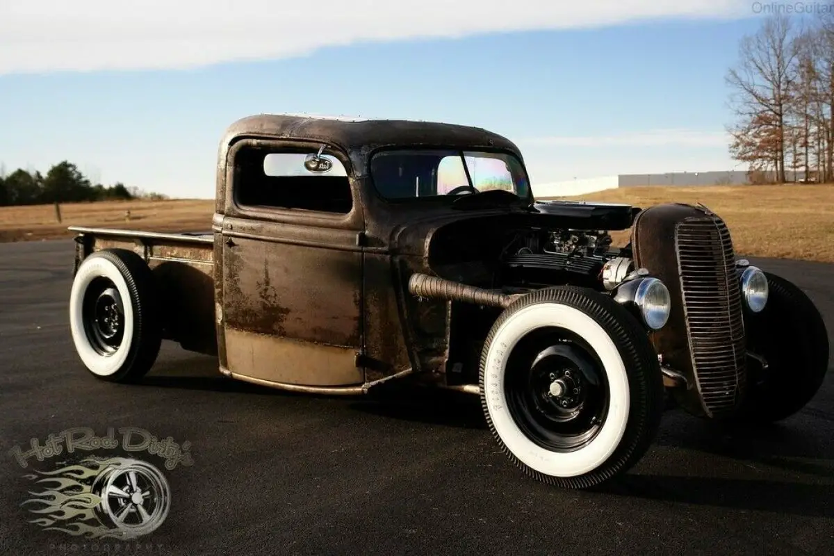 chopped 1937 ford pickup truck hot rat street rod air ride bagged custom fast!