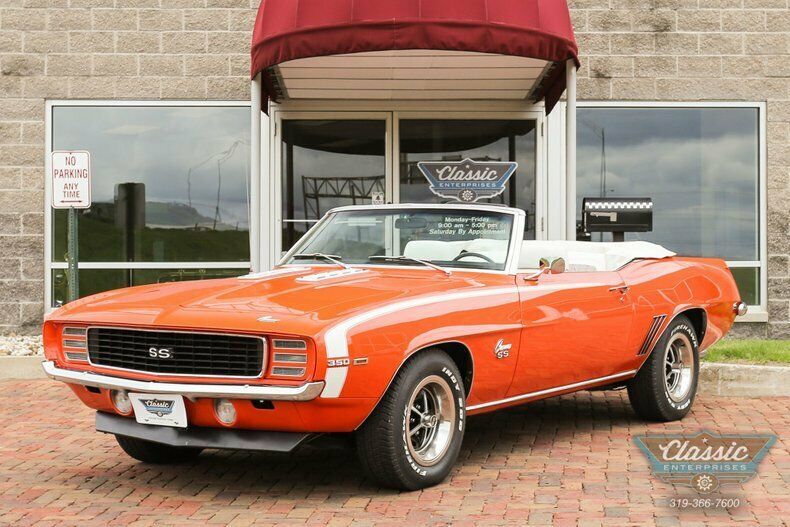 1969 chevrolet camaro rs/ss 350 v8 convertible hugger orange
