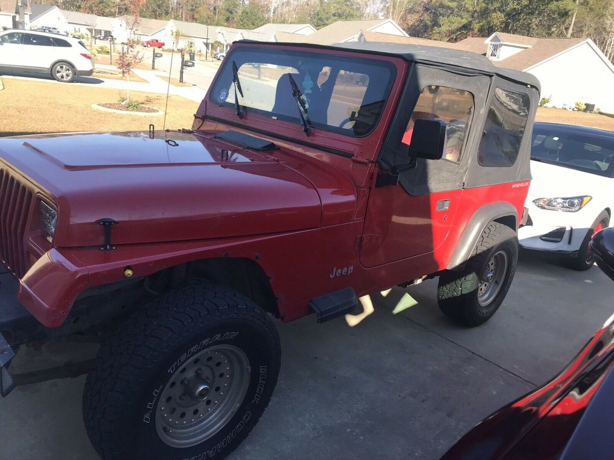 1994 jeep wrangler suv red 4wd manual s