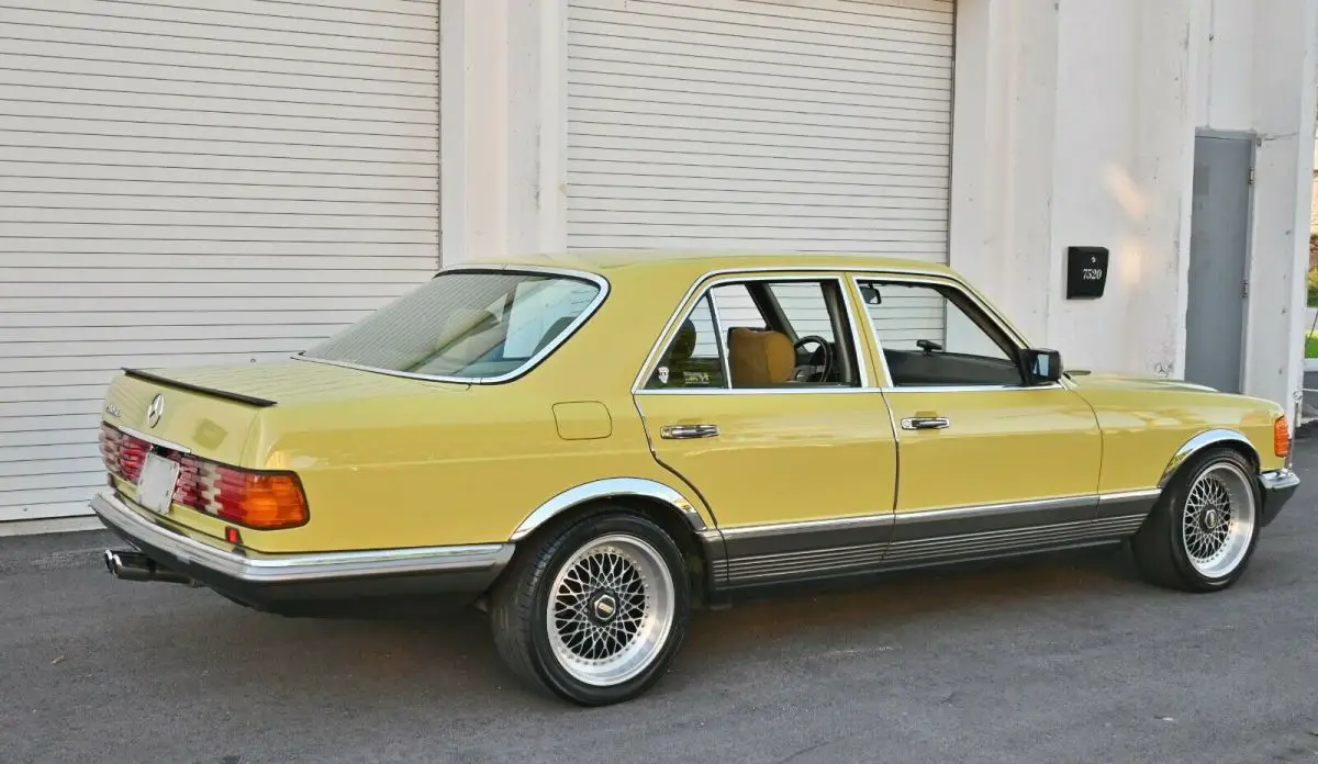 w126 in rare mimosa yellow -low miles - bbs wheels - lorinser exhaust/suspension