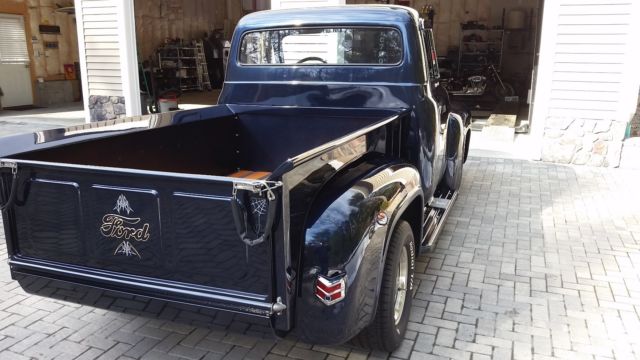 1955 ford f100 chopped roof custom paint 351w v8 midnight blue custom truck