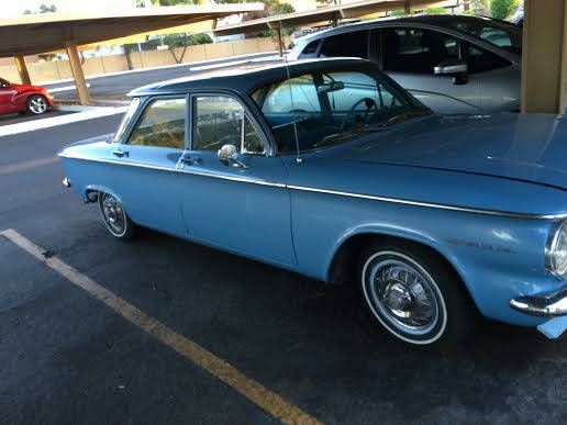 1960 baby blue chevrolet corvair