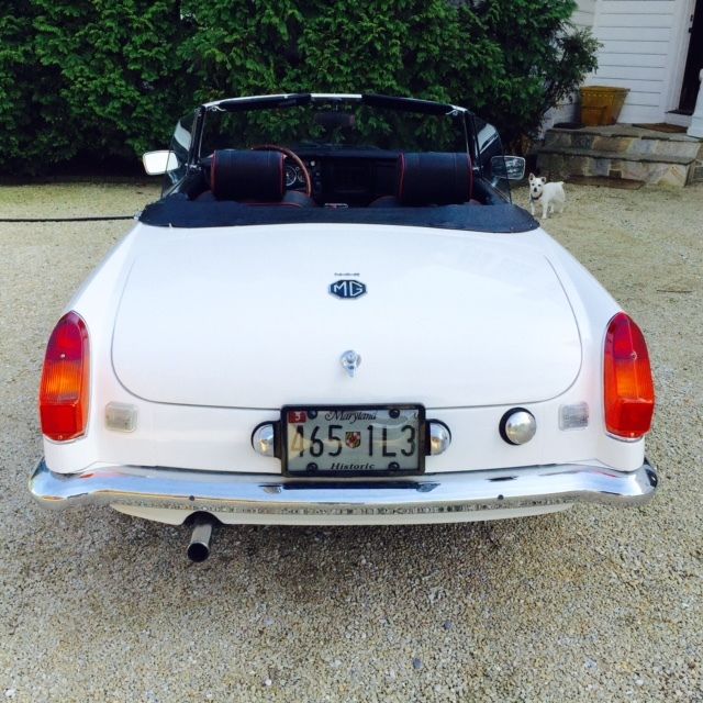 1974 white mg mgb roadster convertible w/ original chrome bumpers