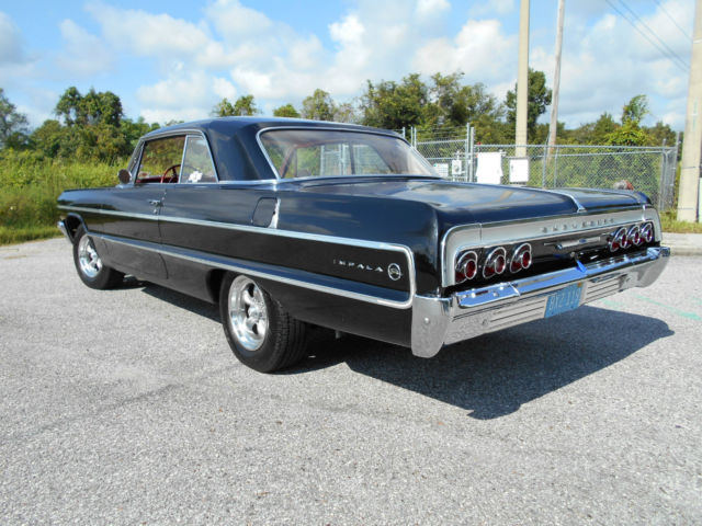 1964 chevrolet impala,2 dr,black/red,64k doc.miles,auto,vintage ac, must see!