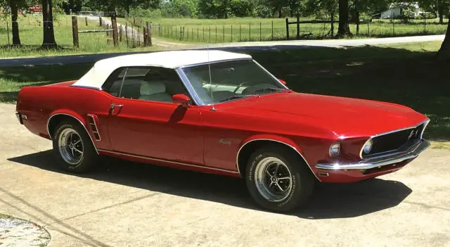 1969 mustang convertible candy apple red
