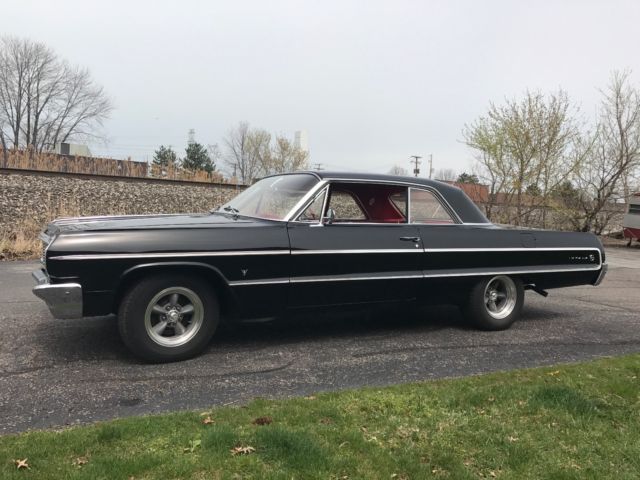 1964 chevrolet impala black with red interior