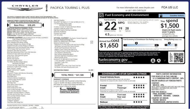 2018 chrysler pacifica touring-l plus
