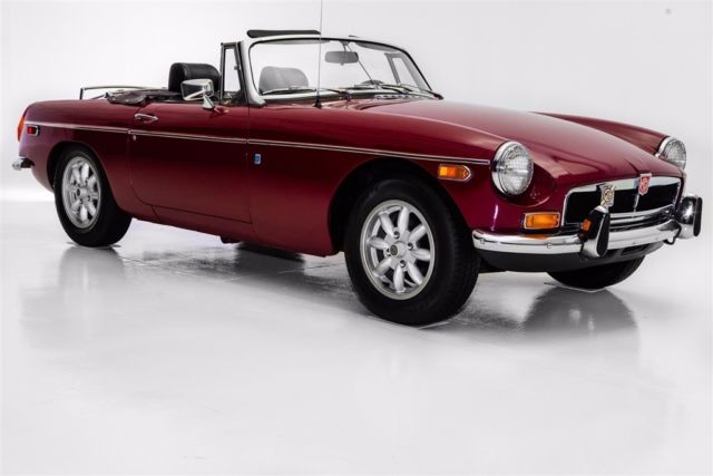 1974 mg mgb burgundy, chrome bumpers, british sports car (whol manual