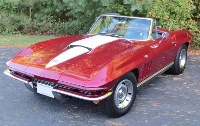 1966 corvette sting ray convertible 4 speed burgundy white top black interior