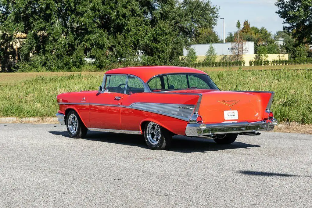 1957 chevrolet bel air frame off restored sport coupe matador red