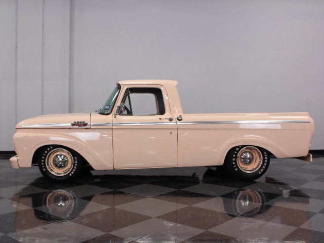 unibody f-100, lowered stance, front disc brakes, a/c, rhino lined bed