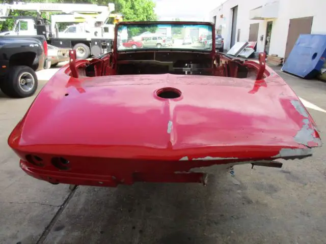 1965 corvette convertible body resto mod project factory red/red excellent metal