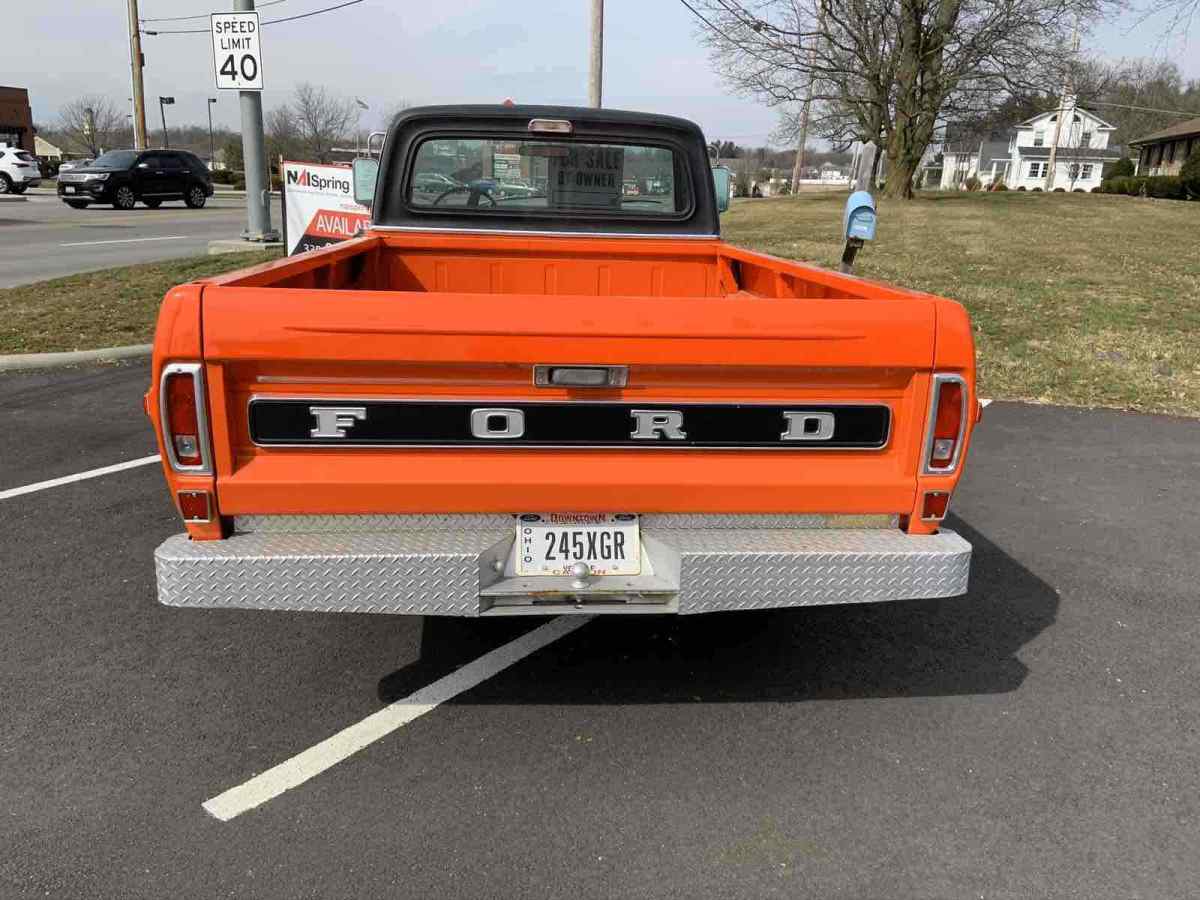 1972 ford f100 pickup orange 4wd automatic 5000 gvw package, sport custom cab