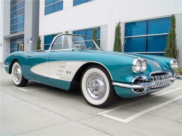 1958 regal turquoise corvette convertible, frame off restored