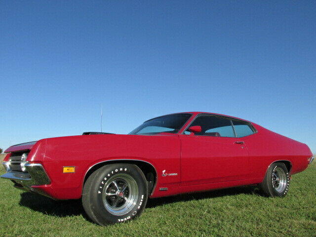 1970 ford torino cobra jet 429 4 spd # matching red on red mustang shaker hood