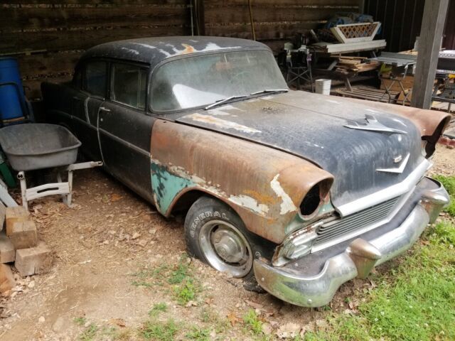 1956 chevrolet bel air sedan black rwd automatic 210