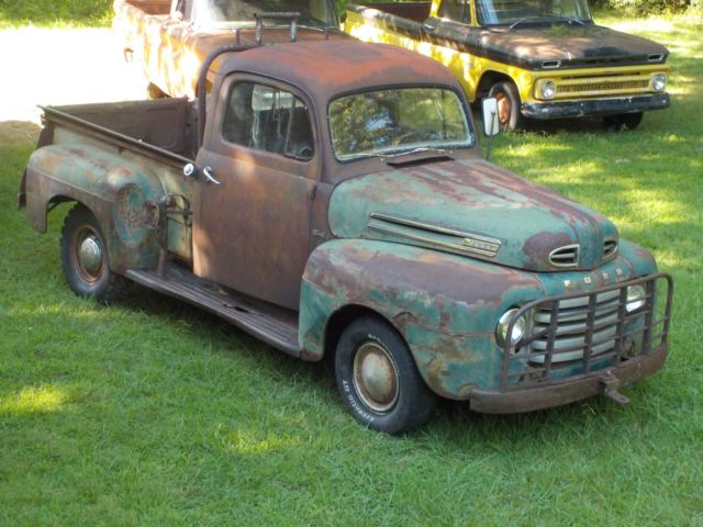 1950 ford f-1 pickup. short bed 1/2 ton, has original flathead v8 with 3 speed