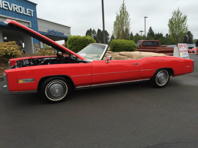 1976 cadillac eldorado convertible torch red 78k miles/500 on rebuild