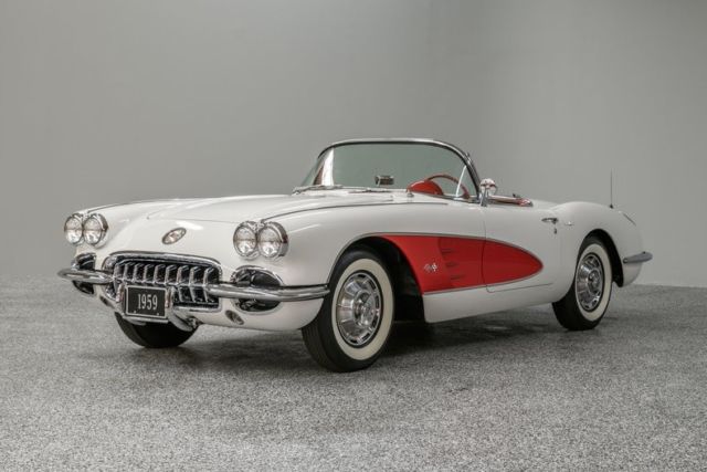 1959 chevrolet corvette 24927 miles snowcrest white/roman red convertible 283ci