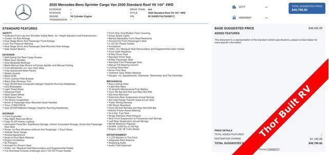 2022 mercedes-benz sprinter 2500 standard roof