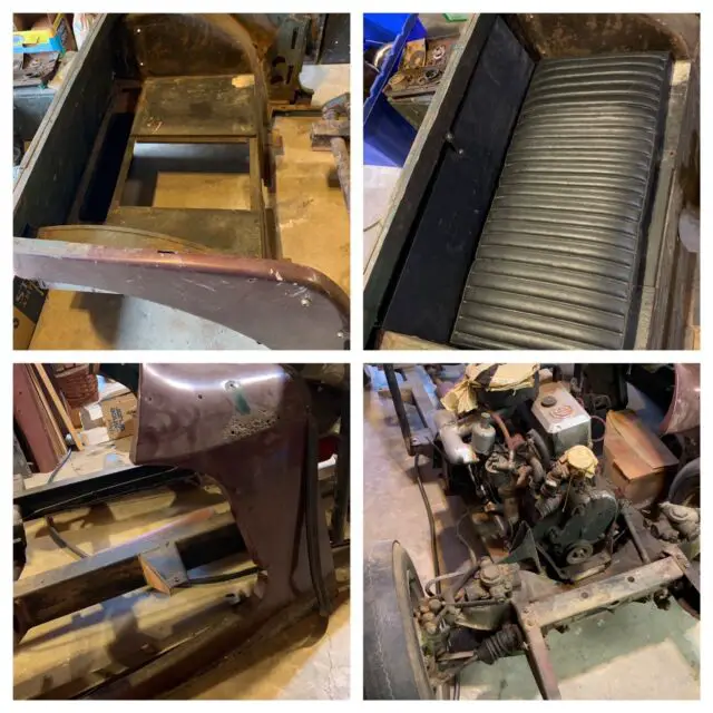 1953 mg half-dismantled after purchase 50 yrs ago. xtra fenders, facebar, shocks
