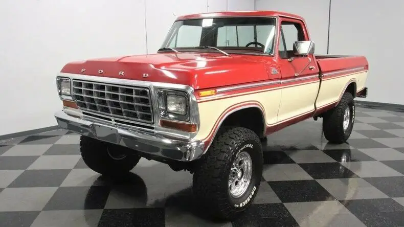 classic vintage chrome fomoco f250 4x4 390 v8 4-speed manual candy apple red