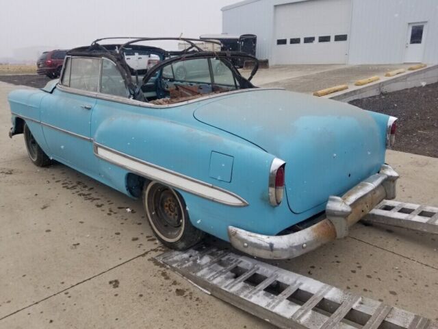 1954 chevrolet bel air convertible blue rwd automatic bel-air