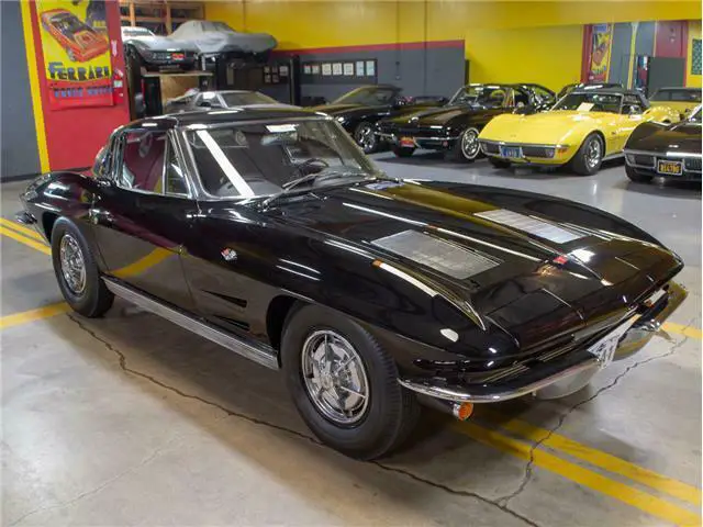 1963 tuxedo black corvette split window coupe, 327/340hp, 4-speed, black interio