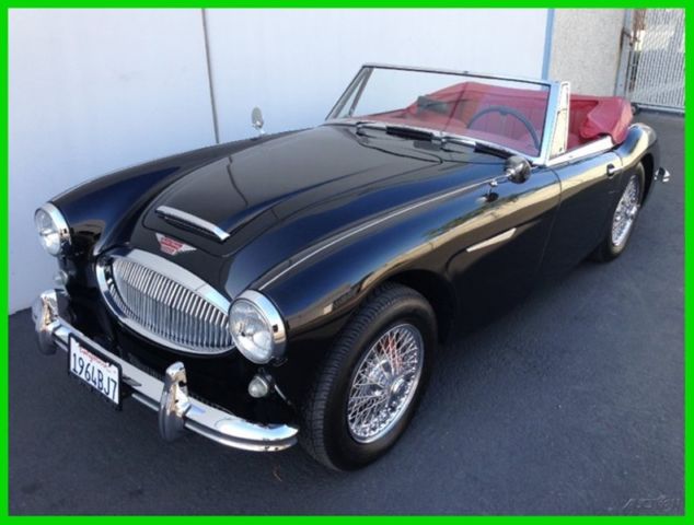 1964 austin healey 3000 mk2 bj-7 sports convertible. black with red trim