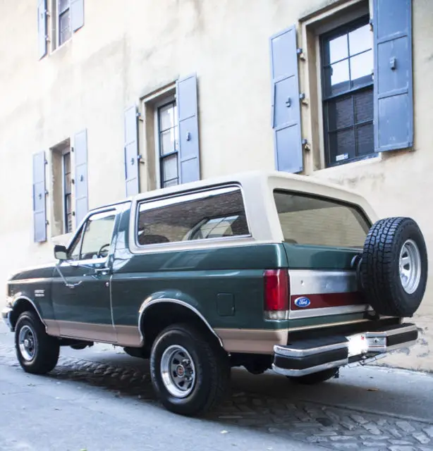 ford bronco 4x4 eddie bauer 1989 v8 green tan suv truck off road clean running