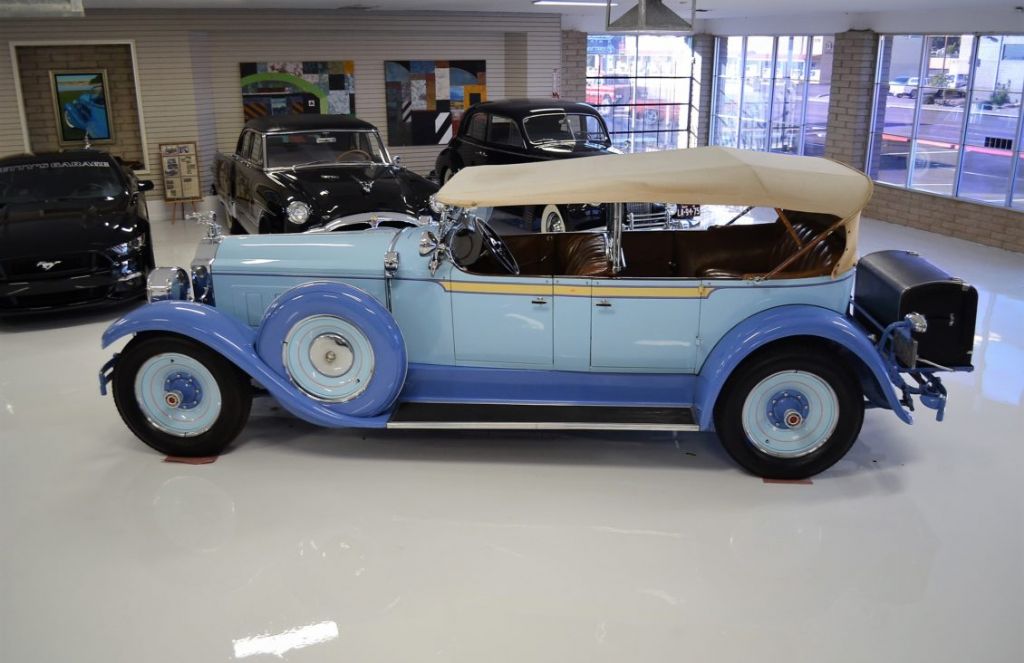 1928 packard custom eight, model 443 phaeton 34,000 miles blue phaeton 385 eight