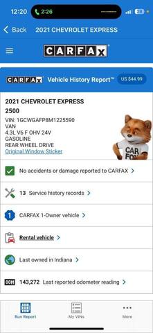 2021 chevrolet express 2500 2500 3dr cargo van