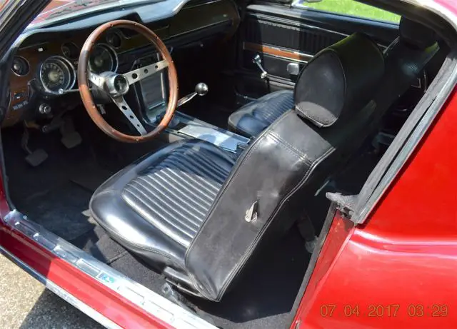 1968 mustang fastback j-code 302 4spd pdb 9" rear solid sharp maroon