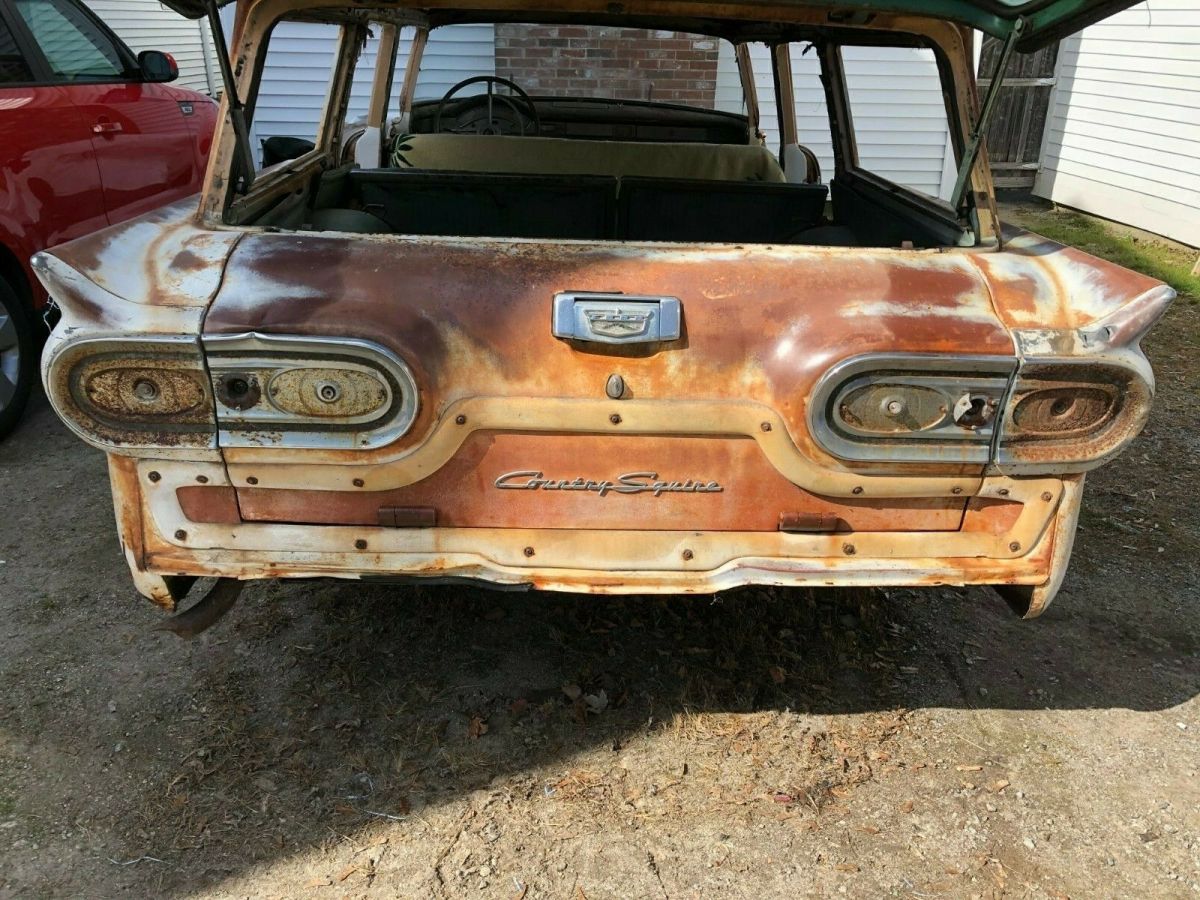 1958 ford country squire wagon with new red & w interior from roof to carpeting