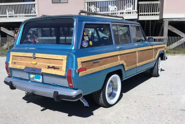 custom blue 4x4 woody wagon camping beach surf travel cruising vintage