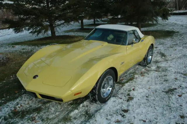 museum quality 1974 big block 454 corvette yellow with a tan interior