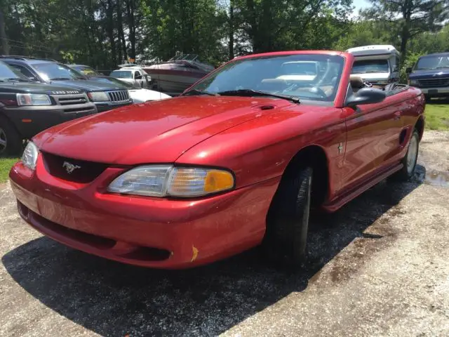1994 ford mustang base convertible 2-door 3.8l v6 red 5 speed manual no reserve