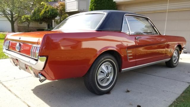 1966 ford mustang deluxe coupe - 289 v8 - automatic 3-speed - emberglow
