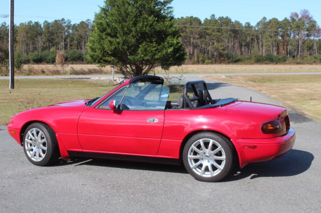 1990 miata mx5 red rally racer 2dr hard top and new convertible !6in wheels
