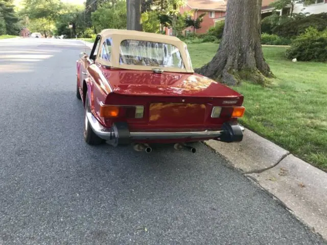 1974 triumph tr-6 burgundy convertible w/ soft top & hard top