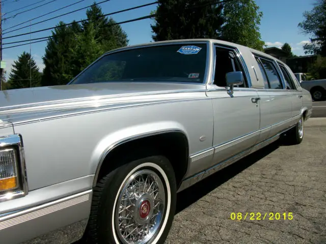 23' silver 1990 cadillac brougham limo sedan only 34,348 miles