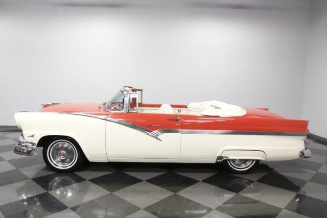 1956 ford fairlane 500 sunliner 14680 miles coral red convertible 312 v8 3 speed
