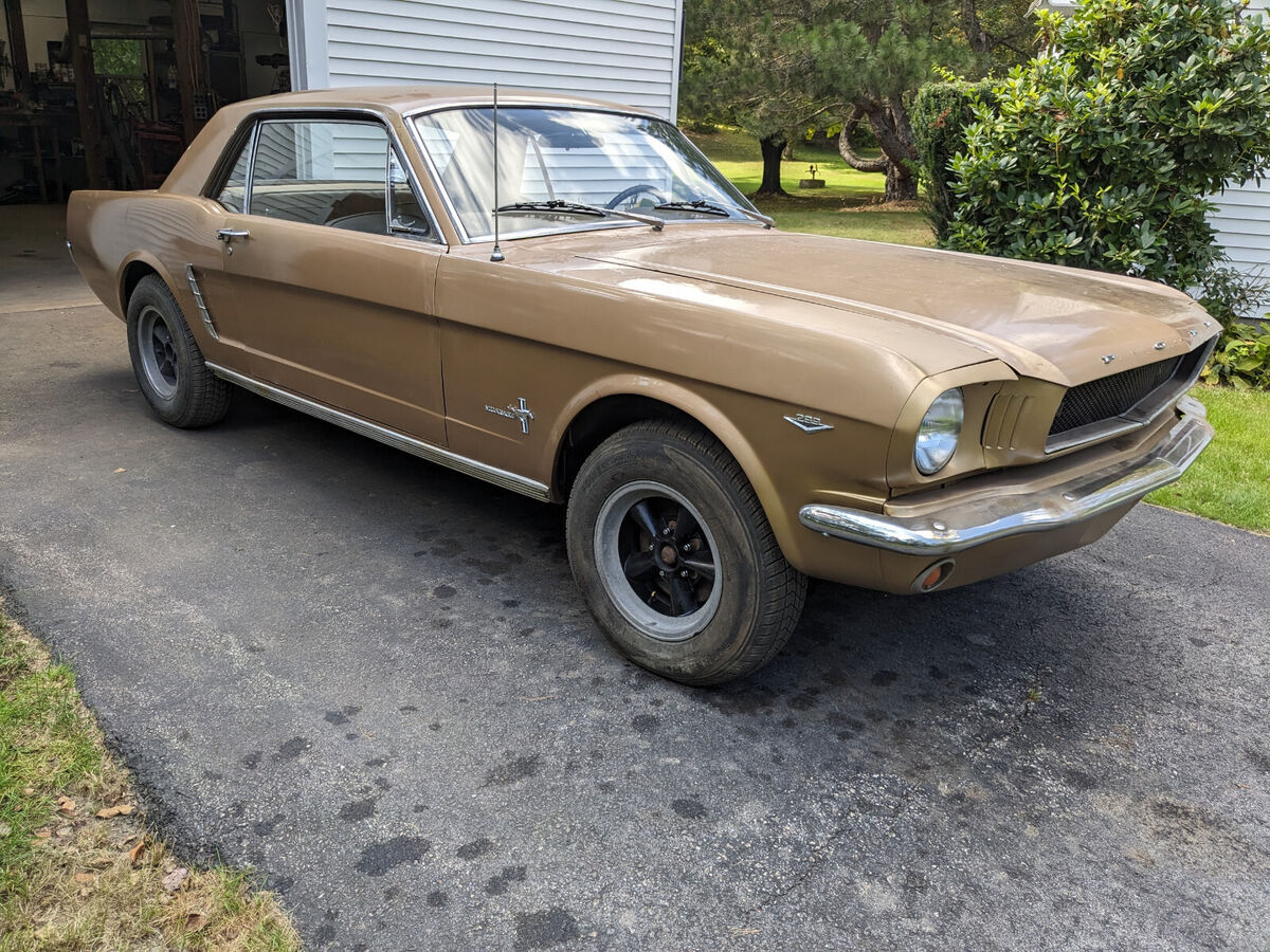 1965 mustang coupe 302 v8 c4 automatic gold solid project car runs & drives nr