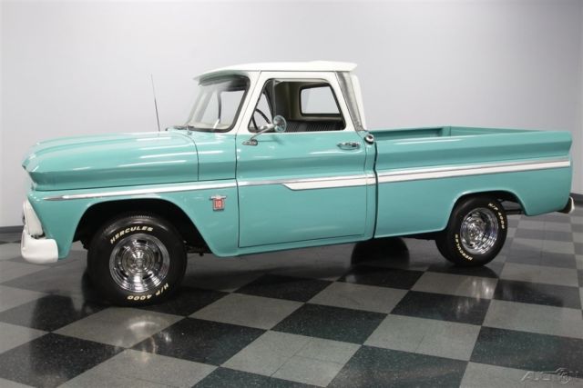 classic vintage truck black interior restored chevy bowtie chrome flowmaster
