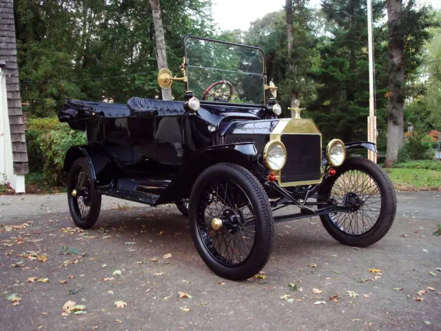 1915 model t ford brass t touring car ruckstell, rocky mountain, wire wheels
