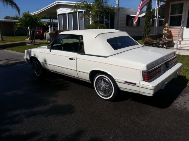 1984 chrysler convertible, le baron mark cross edition white/saddle interior