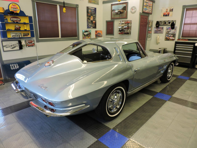 1963 corvette split window- beautiful silver blue- automatic, ps, pb and pw