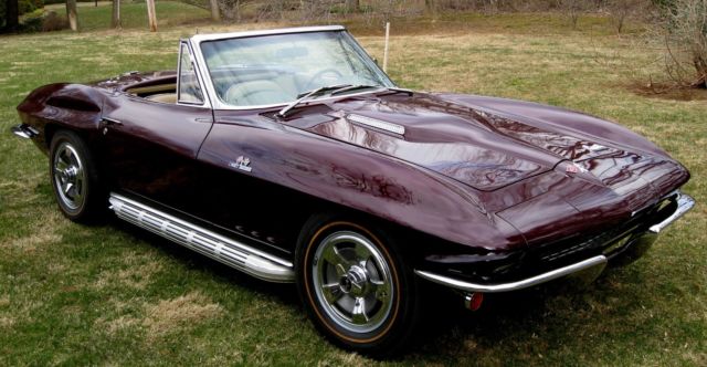 1966 roadster maroon/saddle int frame-off rare l72 #'2427/425hp #'smatch,m21,exc